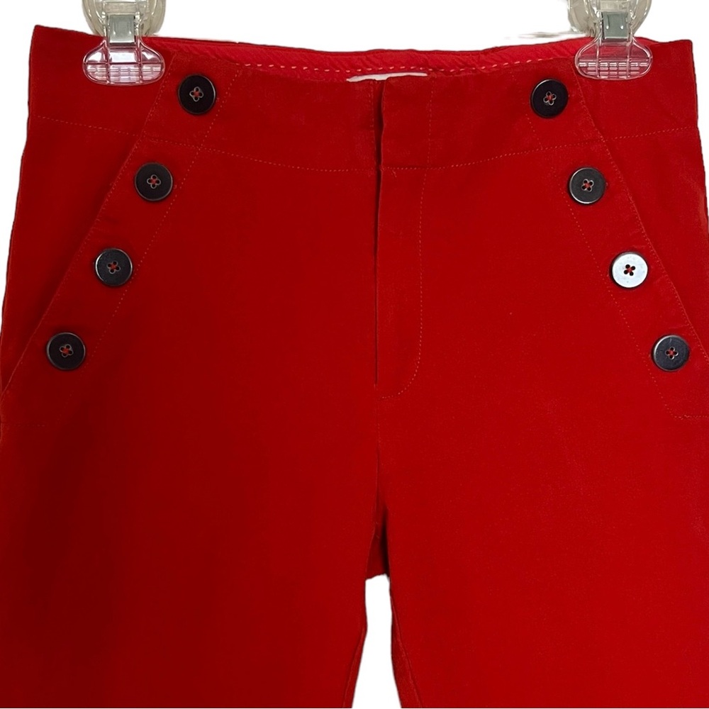 Anthropologie The Essential Slim Orange Red Button Skinny Ankle Cropped Pants - Picture 4 of 10